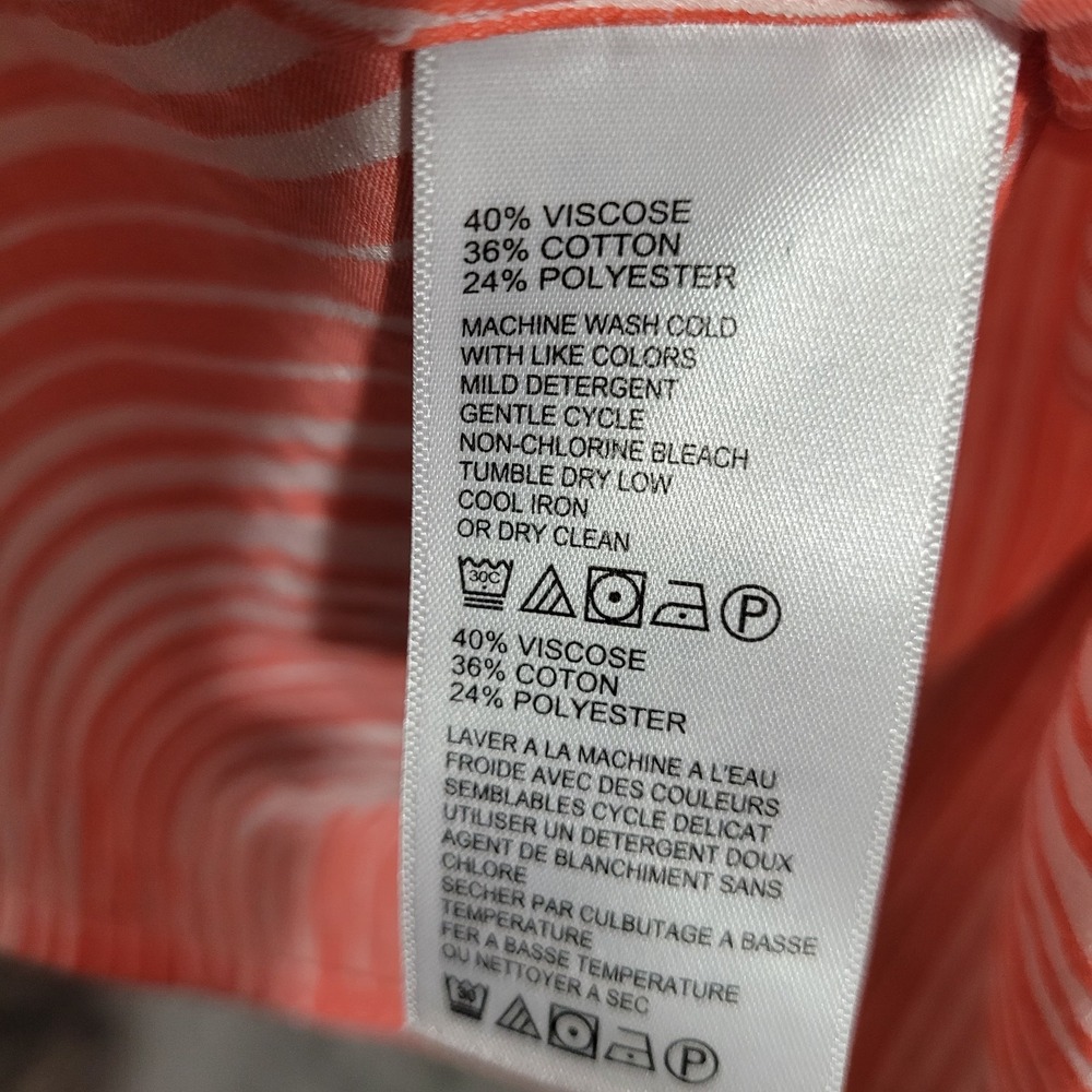 Tommy Bahama Blouse Womens M Orange White Striped Balloon Sleeve Tunic Top - Picture 4 of 6